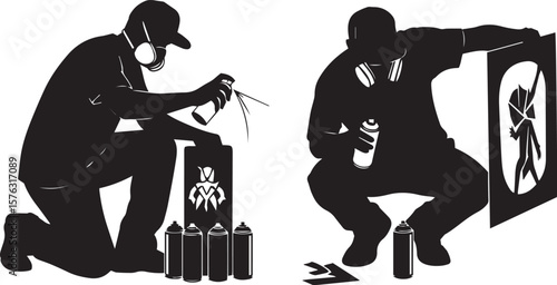 vector illustration of Graffiti artists