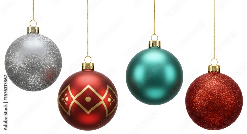 Colorful Christmas Baubles: A collection of vibrant, spherical Christmas baubles hang gracefully, exuding holiday cheer and festive spirit. Colorful Christmas Baubles: A collection of vibrant, spherical Christmas baubles hang gracefully, exuding holiday cheer and festive spirit.
