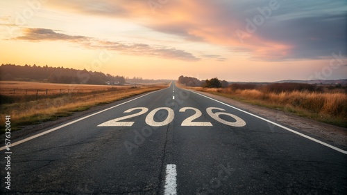 Wallpaper Mural Empty asphalt highway stretches towards the sunset horizon, a long road to the sky through a vast, free landscape Torontodigital.ca