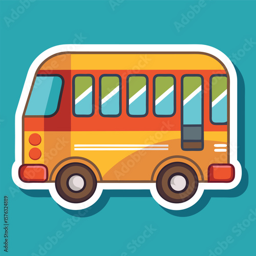Cartoon school bus sticker graphic