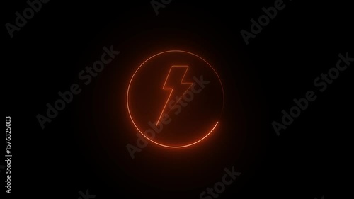 Power neon glowing icon. Electric flashlight icon in led light isolated on background. Technology, energy and electric concept icon.
