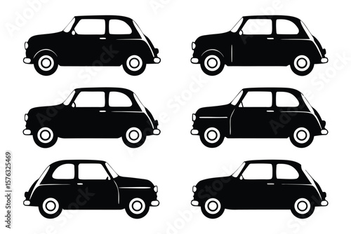 Classic Car Array: An array of classic black car, exuding an aura of elegance, with clean lines and a timeless aesthetic. The perfect emblem of vintage charm.