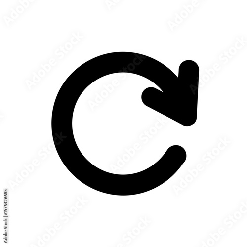 Black circular refresh icon with an arrow pointing right  