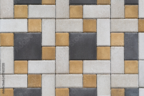 Colorful concrete paving slabs on the streets of the city
