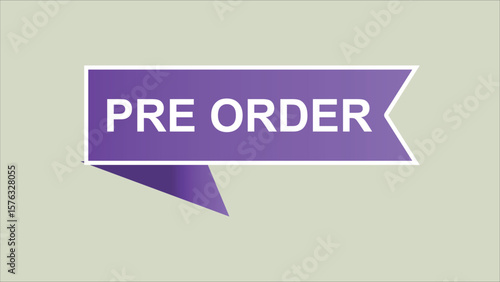 Purple pre-order ribbon label vector for product promotion and ecommerce design