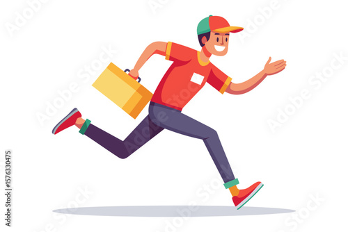 Swift Delivery: A dynamic illustration depicts a cheerful delivery person swiftly on his way to a destination carrying a package to meet the time limit.