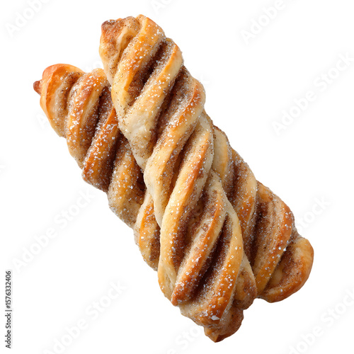 Wallpaper Mural Delicious Pastry Twists: Two freshly baked pastry twists are artfully arranged, presenting a mouthwatering close-up of their delicate layers and subtle dusting. Torontodigital.ca