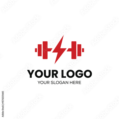 Voltage Gym Logo – Red Shield Fitness Emblem with Lightning and Barbell Icon
