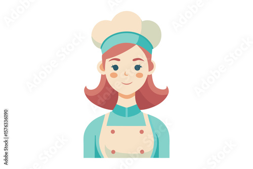 Professional Pastry Chef: A delightful illustration of a skilled chef, exuding warmth and expertise. Portrayed in soft, inviting colors, her presence is a celebration of the culinary arts.