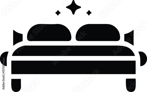 Black Silhouette Double Bed Icon Clean Sparkling Fresh Bedding Simple Minimalist Design bedframe mattress