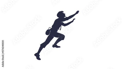 Solo Hiker Black Silhouette Rock Climbing 