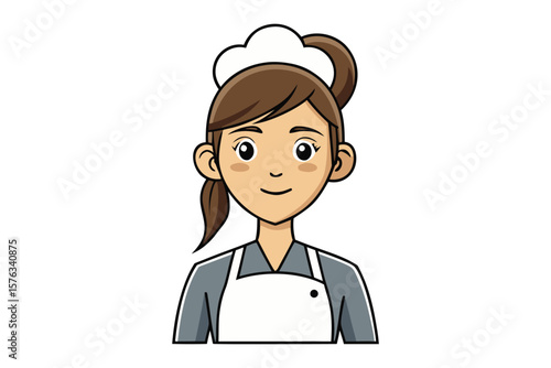 Smiling Chef's Portrait: This illustration captures a warm-hearted chef in professional attire, personifying the joy of culinary craft.