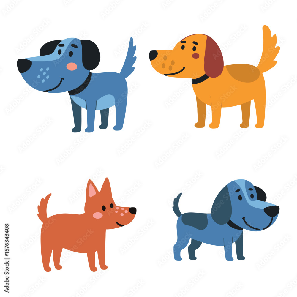 beautiful cute cartoon funny dog,breed,puppy vector design on white background. beautiful cute cartoon funny dog,breed,puppy vector design on white background.