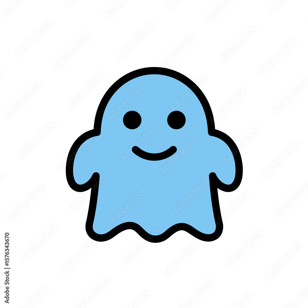 Naklejka premium Ghost Symbol Blue Flat Icon Clear Friendly Spooky Design