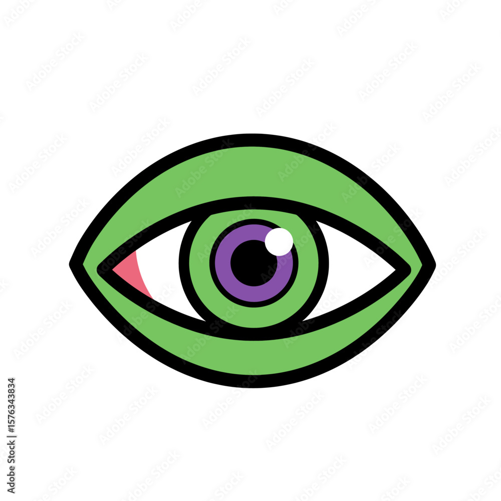 Monster Eye Symbol Green Purple Flat Icon Clear Halloween Design Monster Eye Symbol Green Purple Flat Icon Clear Halloween Design