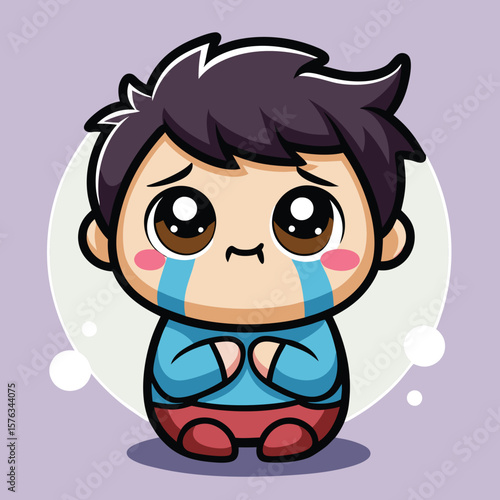 Boy Crying Cartoon Illustration