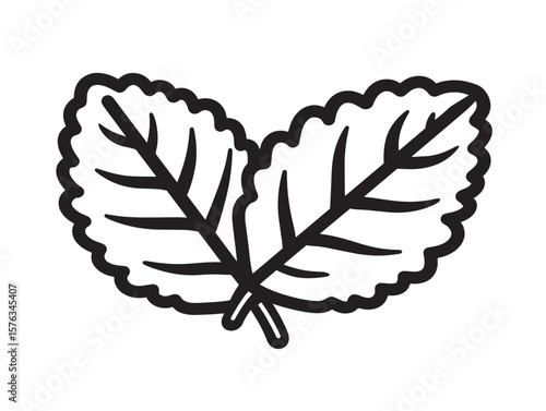 Clean Mint Leaf Symbol in Flat Vector Style