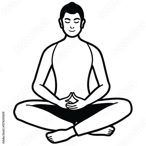 Man meditating in lotus pose with hands in gyan mudra silhouette