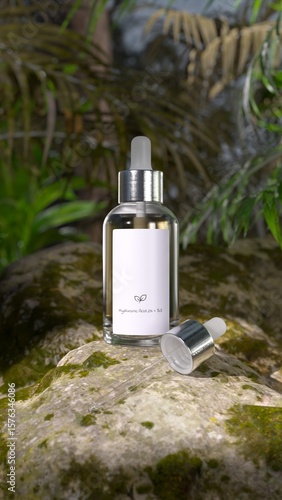 Wallpaper Mural Serum in a bottle on a green background with leaves Torontodigital.ca