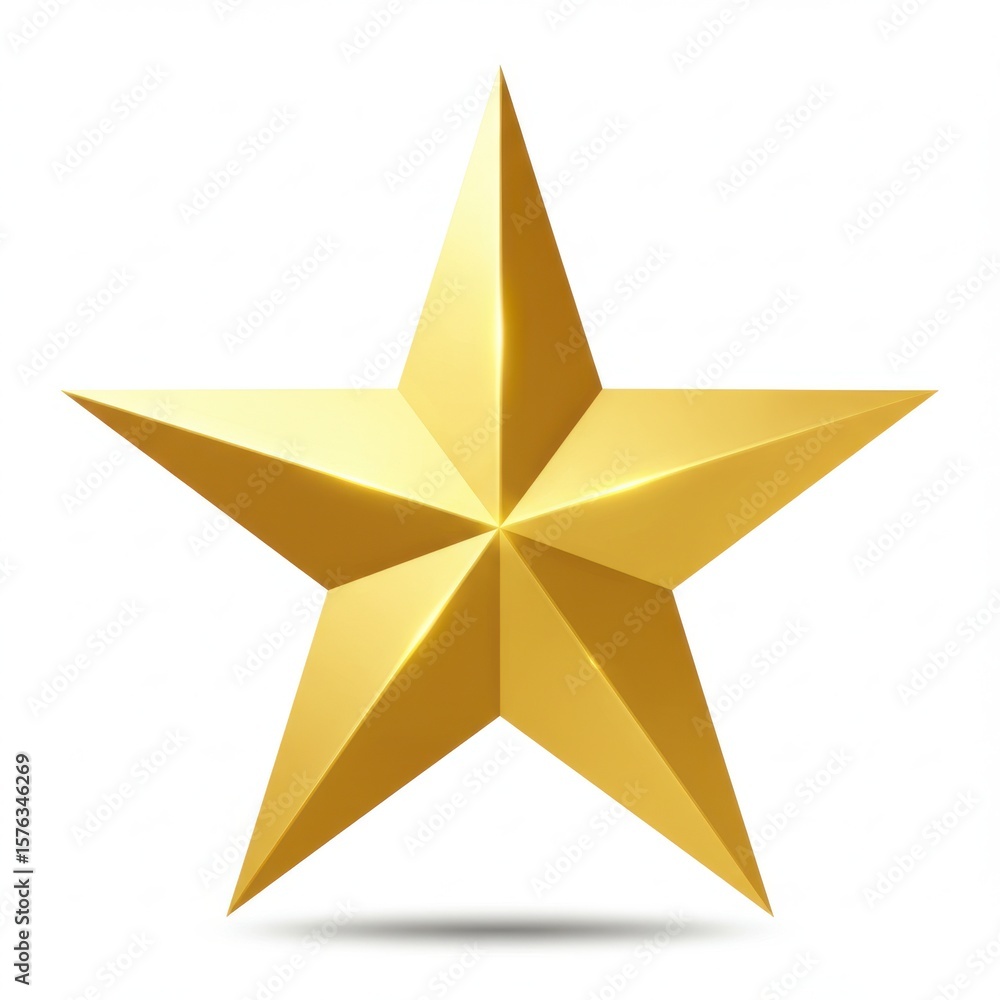 Obraz premium Golden five-pointed star, isolated on white background