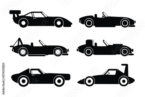 Silhouette Cars: Capturing the essence of speed and design, a collection of sleek automobile silhouettes, each embodying a unique style. Perfect for transport enthusiasts and design aficionados.