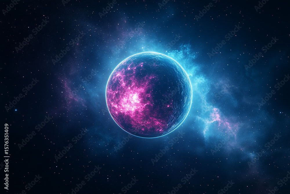 Fototapeta premium Colorful Planetary System Abstract Art – Galactic Digital Space Illustration