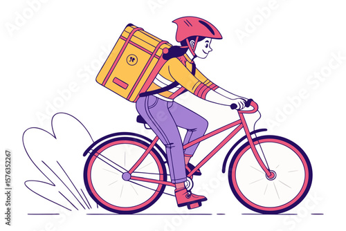 Quick Delivery Courier: A determined delivery person swiftly cycles on a bicycle, representing the efficient and timely transport of goods with speed and dedication.
