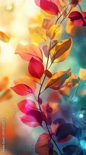 Wallpaper Mural Colorful Branch with Leaves in Autumn Sunlight Torontodigital.ca