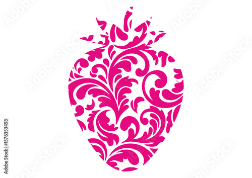 Stylized strawberry with floral ornament 