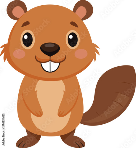 Cartoon Beaver with Buck Teeth

