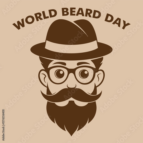 World Beard Day with a bearded man in a hat and glasses
