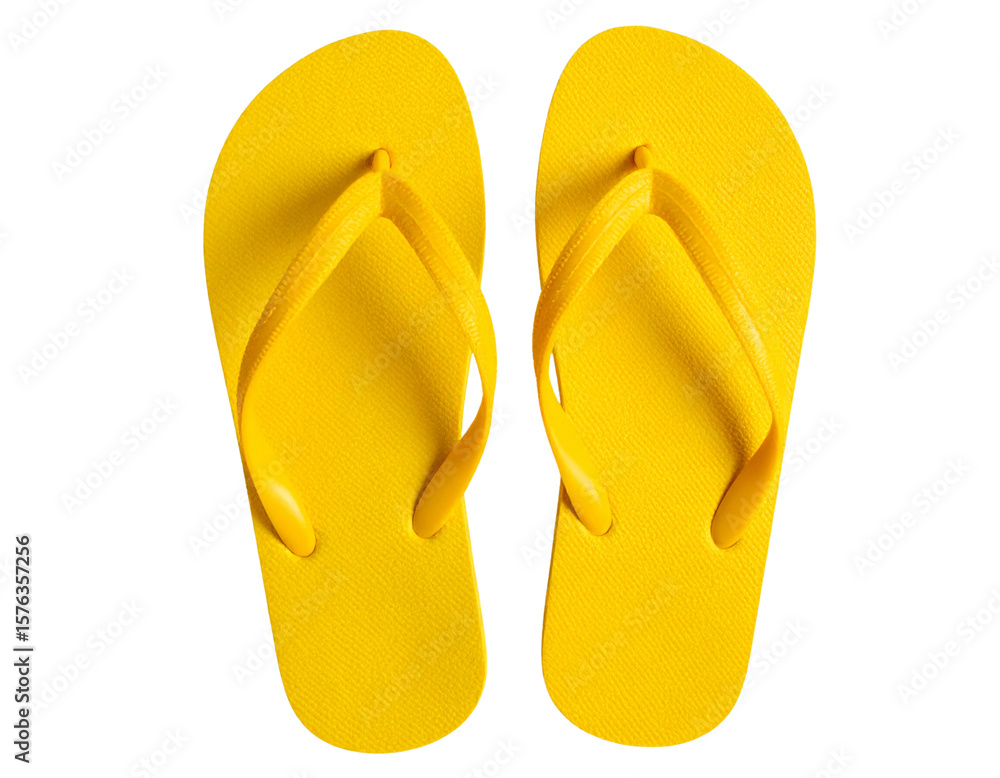Top View of Yellow Flip Flops for Tropical Vacation, Isolated on Transparent Background Top View of Yellow Flip Flops for Tropical Vacation, Isolated on Transparent Background