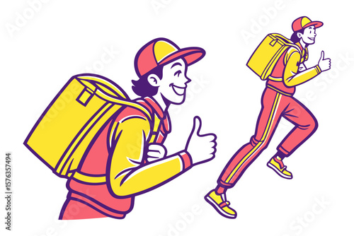 Speedy Delivery: A dynamic illustration capturing the essence of swift, dependable delivery service, showcasing a cheerful courier on the go, ready to bring satisfaction.