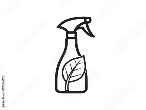 Plant Sprayer with Leaf Symbol in Line Vector Art  