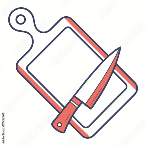 Cutting board with knife kitchen cooking