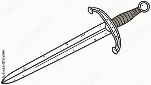 Medieval sword illustration vector design for historical weapon enthusiasts and fantasy role playing games