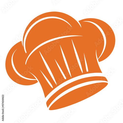 Orange chef hat icon with white accents cooking food