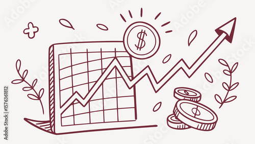 Financial growth chart showing upward trend for business investment and market analysis data insight