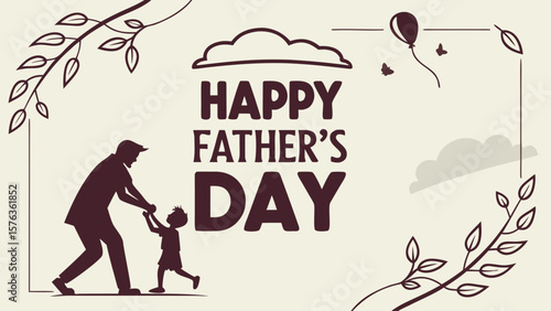 Happy father's day celebration card with father and son vector illustration for greeting and wishes design