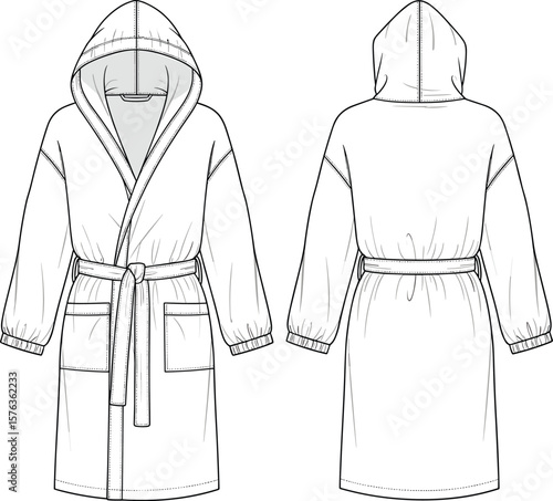 Comfortable Hooded Robe with Belt, Soft and Stylish Bathrobe Design for Everyday Wear