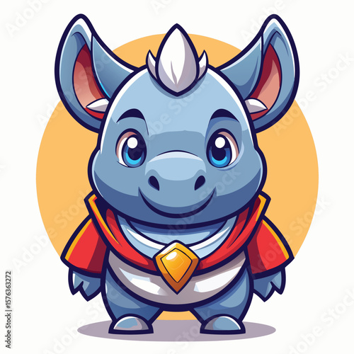 Cute, light-blue dragon character with a red cape and a golden gem