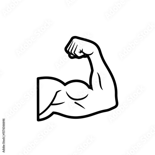 Strong flexing arm icon in minimalist style  