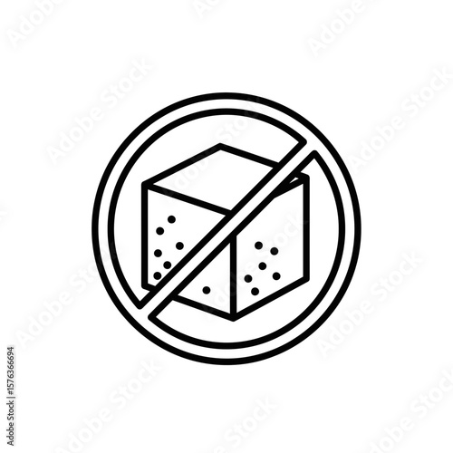 No Sugar Cube Icon in Minimalistic Style  