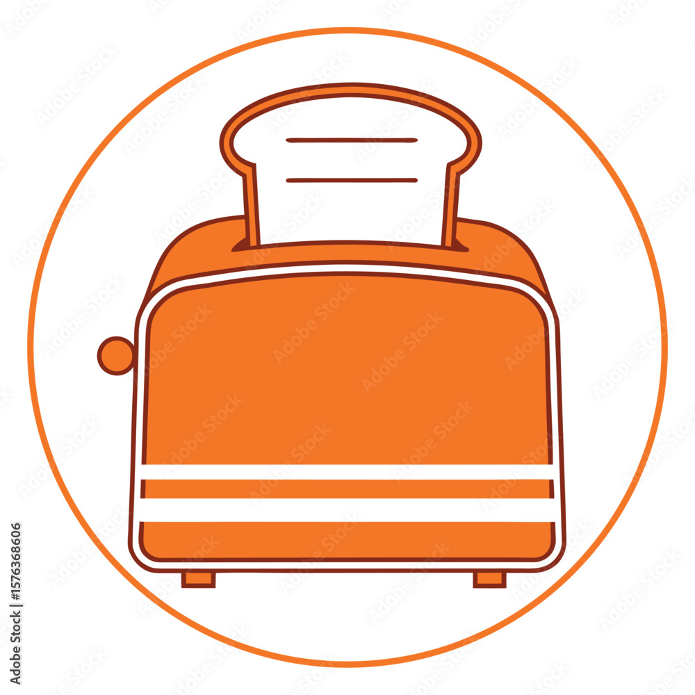 Orange toaster with bread inside kitchen appliance Orange toaster with bread inside kitchen appliance