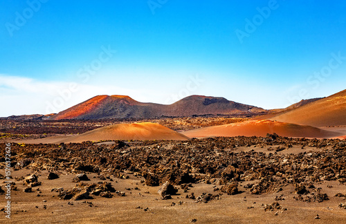 Volcanic landscape, Timanfaya National Park, Island Lanzarote, Canary Islands, Spain.