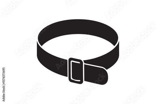 Black Silhouette of a Wavy Leather Belt with Buckle