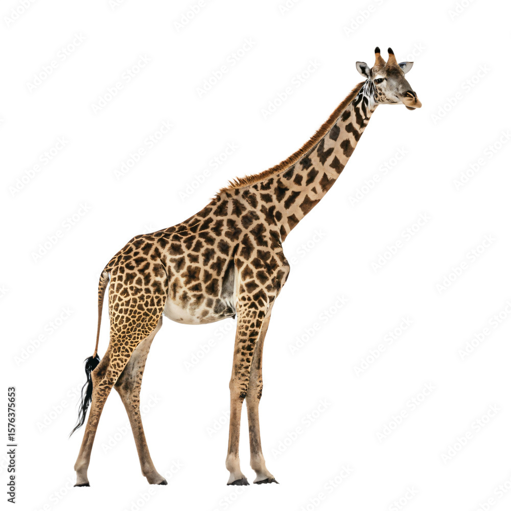 Majestic Giraffe A Stunning Profile of African Wildlife Isolated On Transparent Background Majestic Giraffe A Stunning Profile of African Wildlife Isolated On Transparent Background