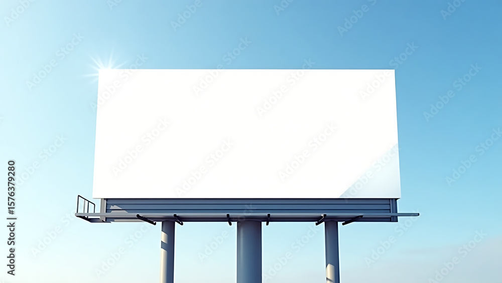 Obraz premium Blank Billboard Mockup: Modern, Clean Design Against a Bright Blue Sky.