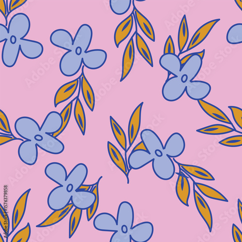 Cute feminine seamless watercolor pattern with little tiny wildflowers, hand drawn