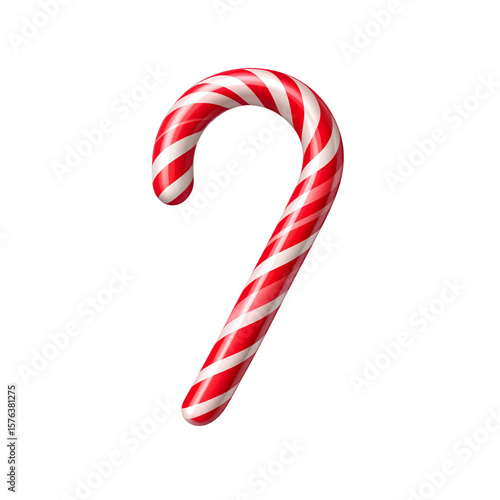 Flat Vector Illustration of Candy Cane with Bold Stripes, Transparent Background